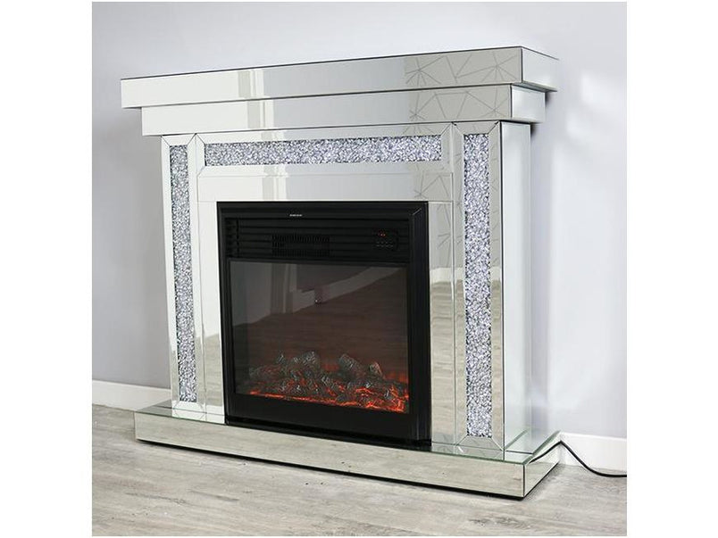 Mocka Diamond Crush Fireplace and Illusion Fire Black