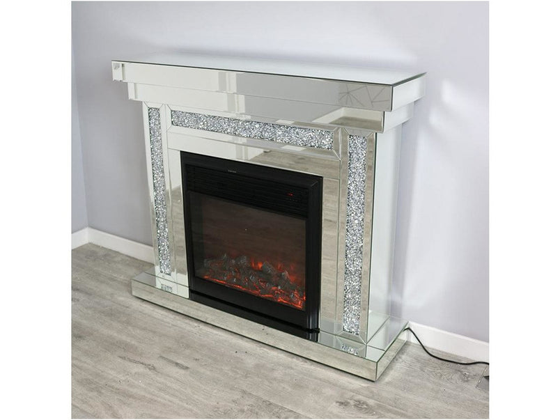 Mocka Diamond Crush Fireplace and Illusion Fire Black