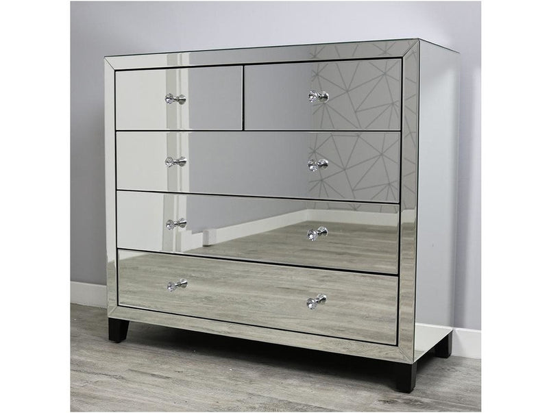 Simply MDF Mirror 5 Drawer Chest
