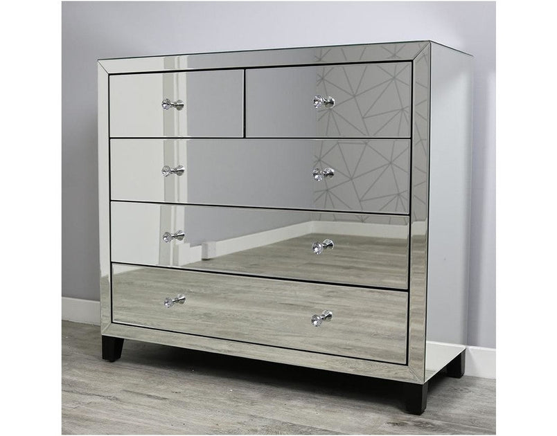 Simply MDF Mirror 5 Drawer Chest