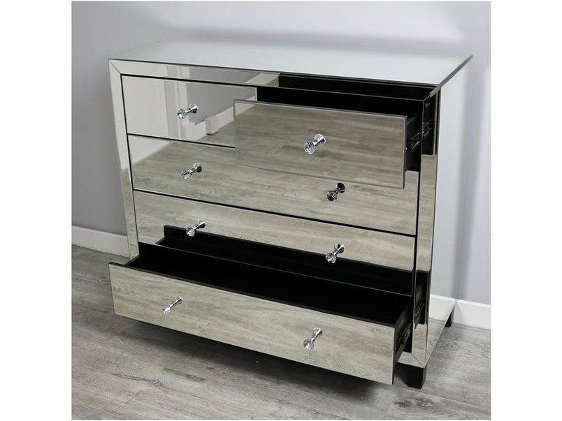 Simply MDF Mirror 5 Drawer Chest