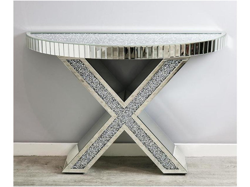 Mocka X Silver Glass Console Table