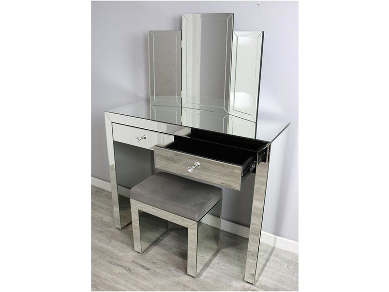 Simply Mirror Dressing Table Set Wood