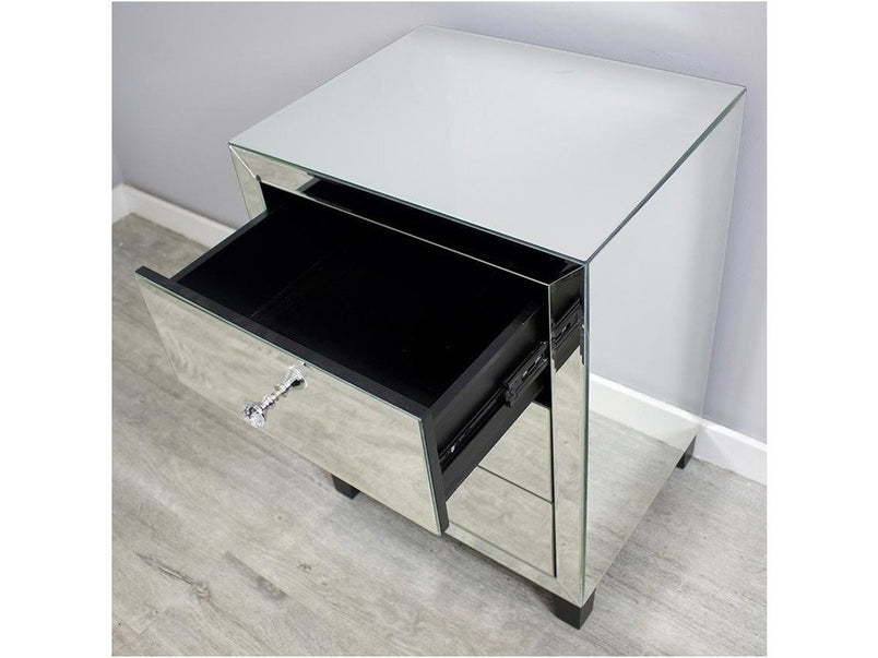 Simply MDF Mirror 3 Drawer Bedside Cabinet
