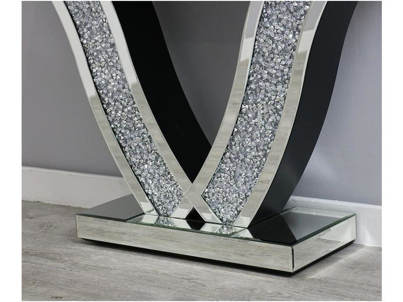 Mocka Silver Glass ~V Diamond Crush Console Table