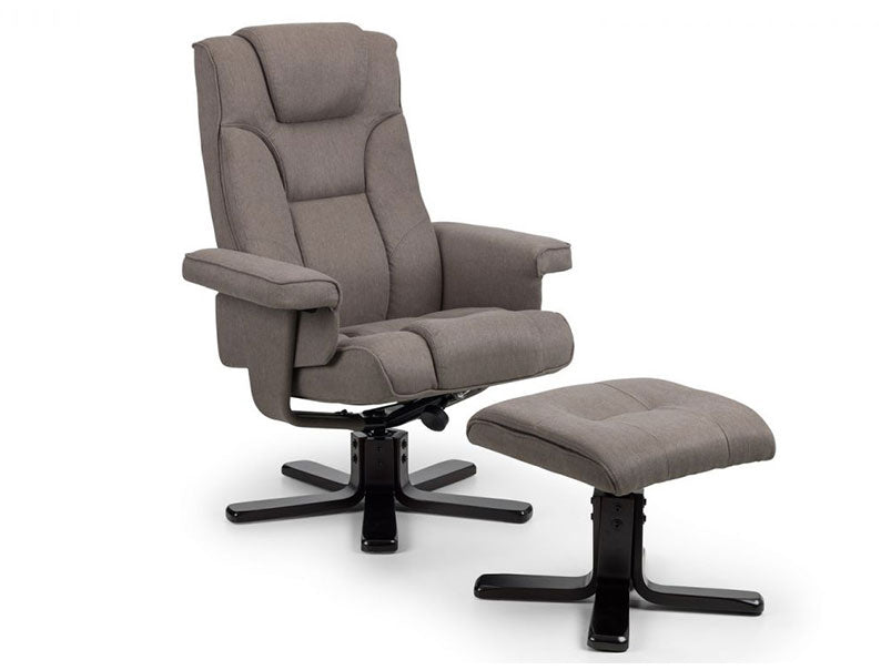 Malmo Swivel Recliner & Stool Grey