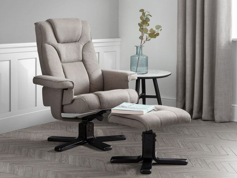 Malmo Swivel Recliner & Stool Grey