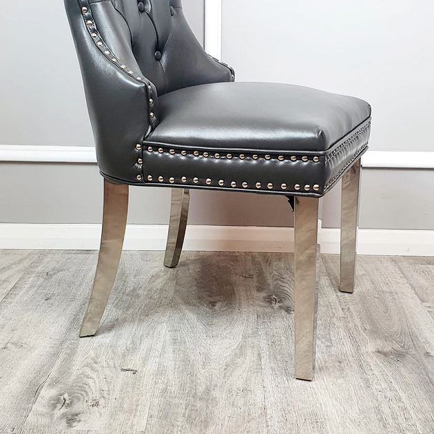 Richmond Leather Dining Chairs Plain Back/Square Knocker
