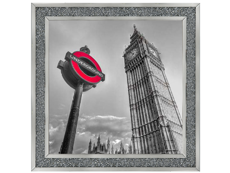 Underground sign by Big Ben - B&W