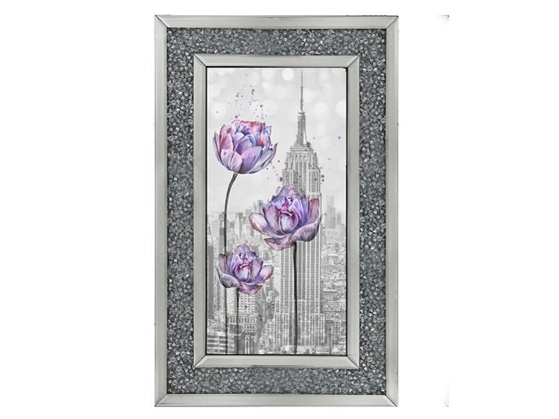 Floral print over Empire State Building