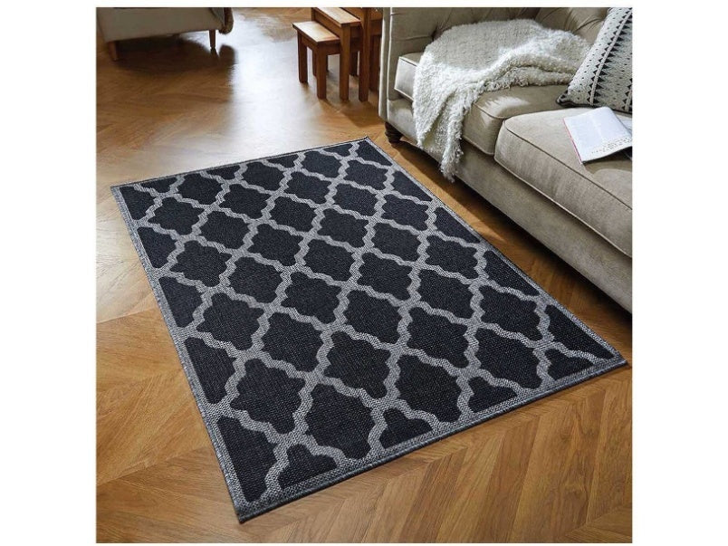 Moda Flatweave Trellis Black Rug