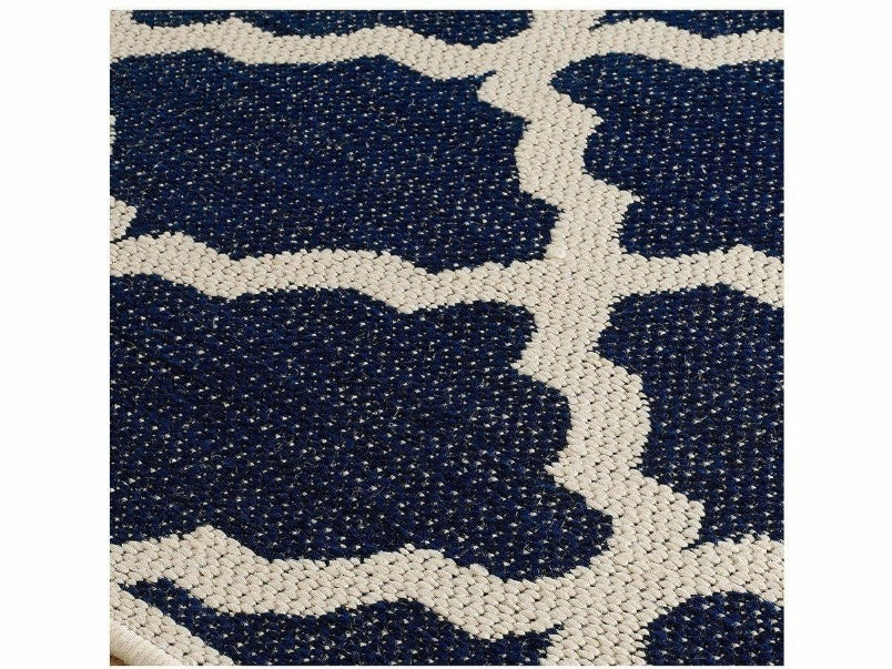 Moda Flatweave Trellis Blue Rug