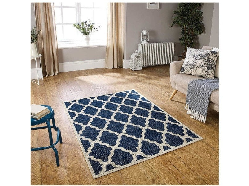 Moda Flatweave Trellis Blue Rug