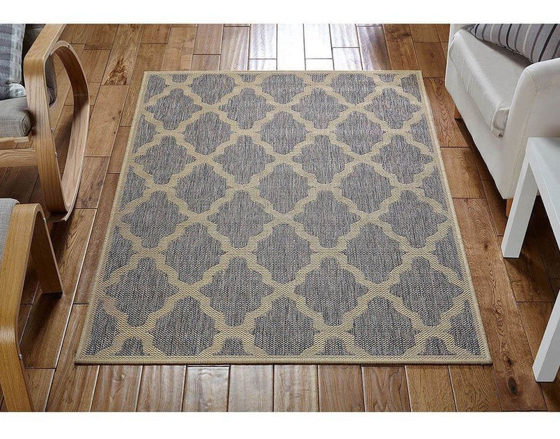 Moda Flatweave Trellis Grey Rug