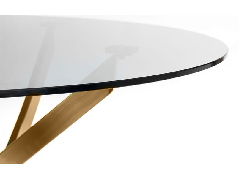 Montero Round Table Clear Glass & Gold Leg