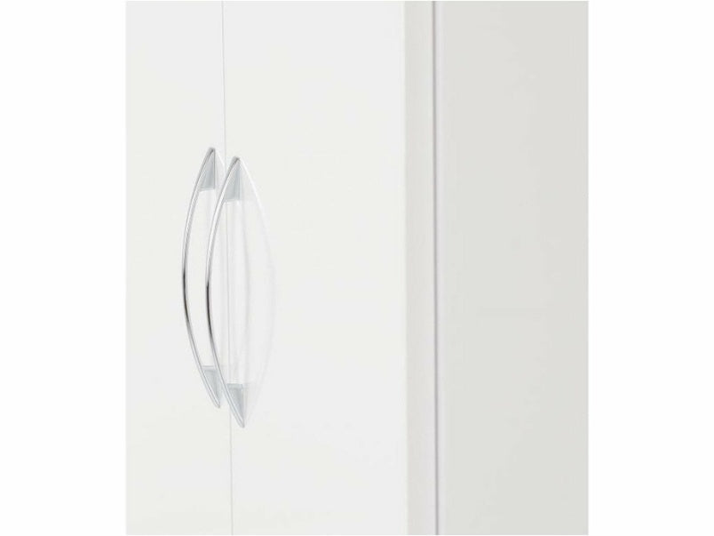 Nevada 2 Door 1 Drawer Wardrobe in White Gloss