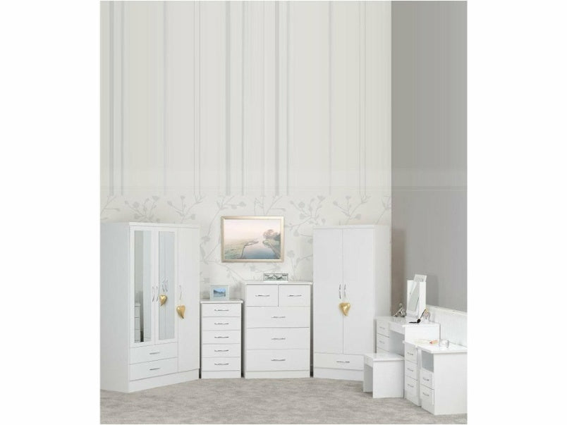 Nevada 2 Door 1 Drawer Wardrobe in White Gloss