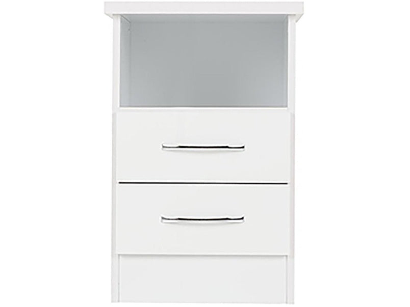 Nevada 2 Drawer Bedside in White Gloss