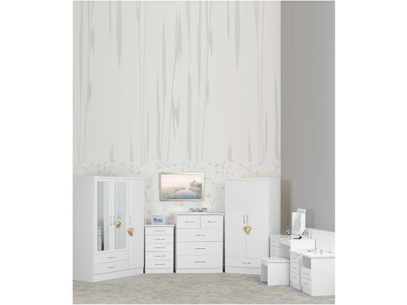 Nevada 2 Drawer Bedside in White Gloss