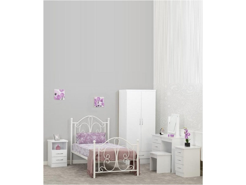 Nevada 2 Drawer Bedside in White Gloss