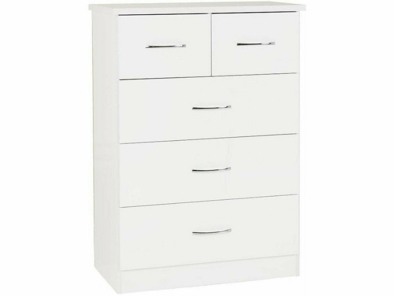 Nevada 3+2 Drawer Chest in White Gloss