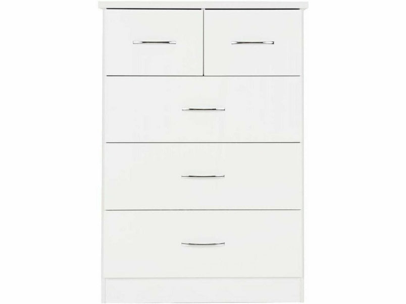 Nevada 3+2 Drawer Chest in White Gloss