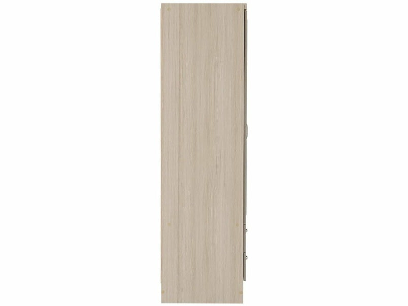 Nevada 3 Door 2 Drawer Mirrored Wardrobe in Oyster Gloss Light Oak Effect Veneer