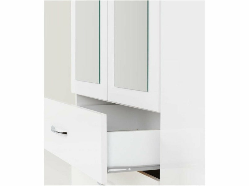 Nevada 3 Door 2 Drawer Mirrored Wardrobe in White Gloss