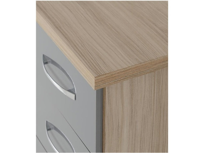 Nevada 3 Drawer Bedside in Grey Gloss Light Oak Effect Veneer