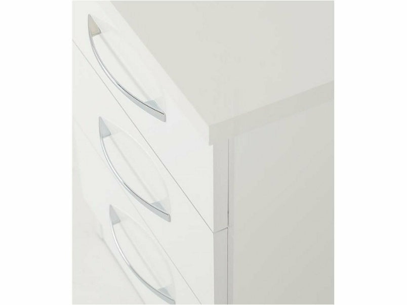 Nevada 3 Drawer Bedside in White Gloss