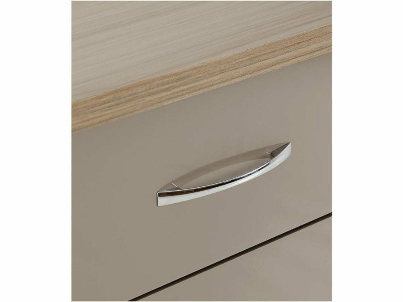 Nevada 5 Drawer Narrow Chest in Oyster Gloss Light Oak Effect Veneer