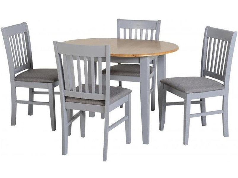 Oxford Extending Dining Set in Grey Natural Oak Grey Fabric