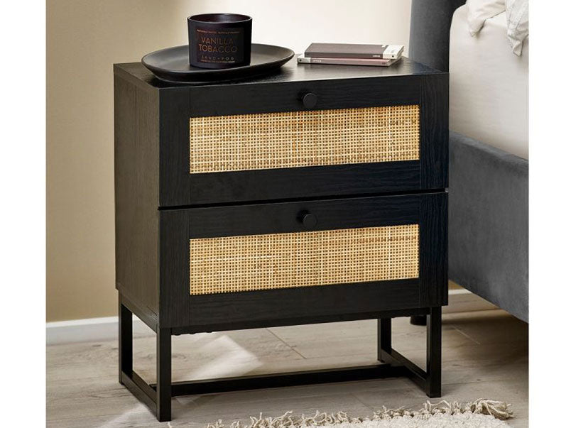 Padstow 2 Drawer Bedside Black