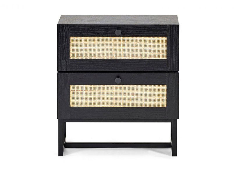 Padstow 2 Drawer Bedside Black