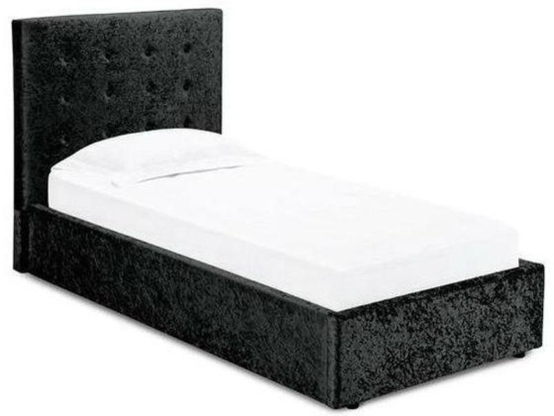 Rimini 3.0 Single Crushed Velvet Bed Black