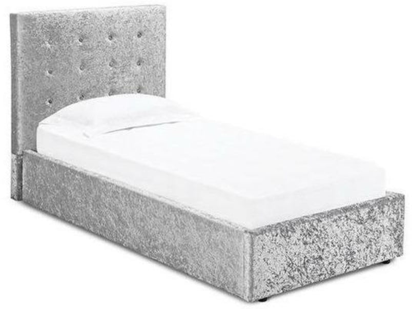 Rimini 3.0 Single Crushed Velvet Bed Silver