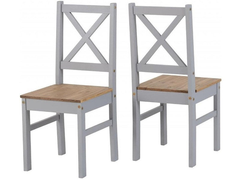 Salvador 1+2 Tile Top Dining Set in Slate Grey Distressed Waxed Pine