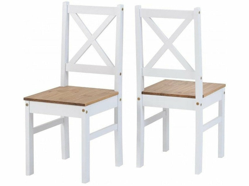 Salvador 1+4 Tile Top Dining Set in White Distressed Waxed Pine