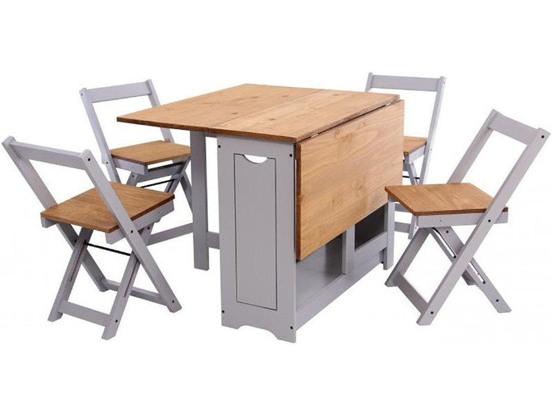 Santos Butterfly Dining Set in Slate Grey Distressed Waxed Pine