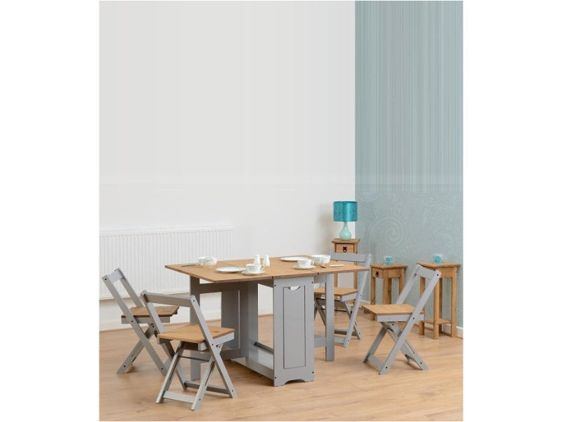 Santos Butterfly Dining Set in Slate Grey Distressed Waxed Pine