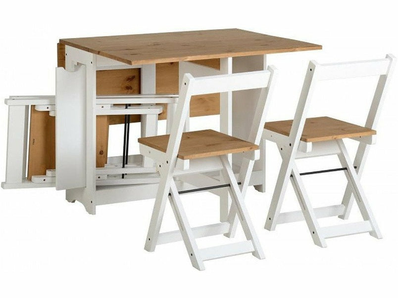 Santos Butterfly Dining Set in White Distressed Waxed Pine