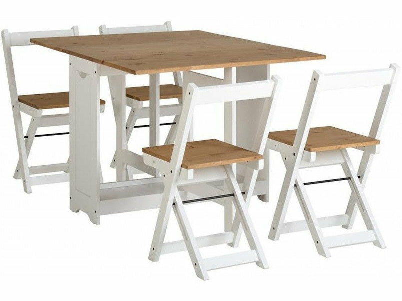 Santos Butterfly Dining Set in White Distressed Waxed Pine