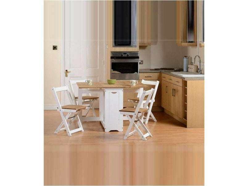 Santos Butterfly Dining Set in White Distressed Waxed Pine