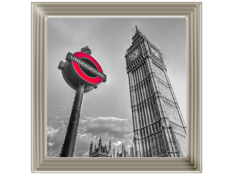 Underground sign by Big Ben - B&W