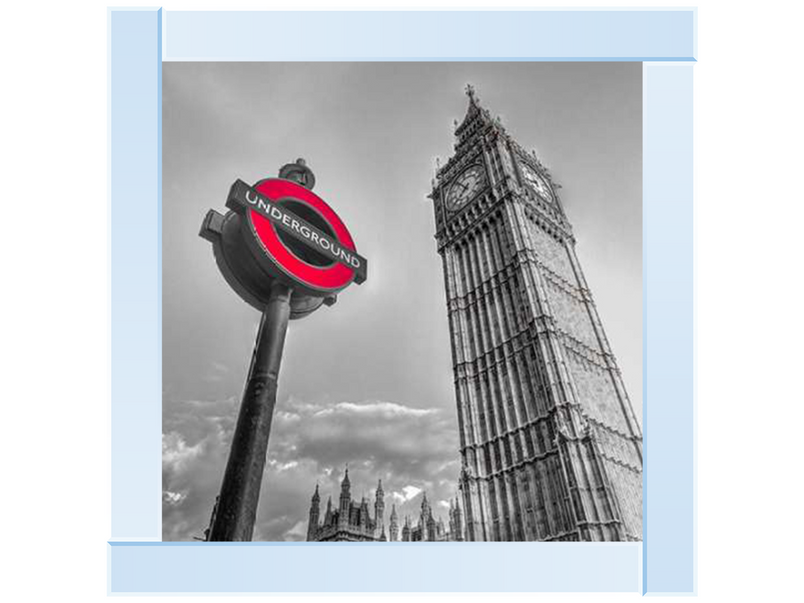 Underground sign by Big Ben - B&W