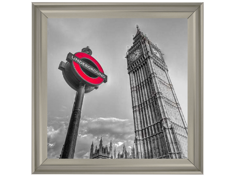 Underground sign by Big Ben - B&W