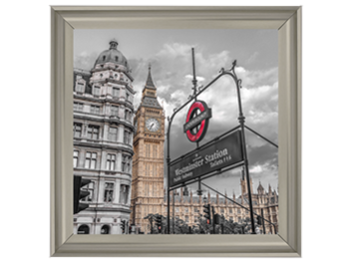 Westminster subway station signboard with Big Ben