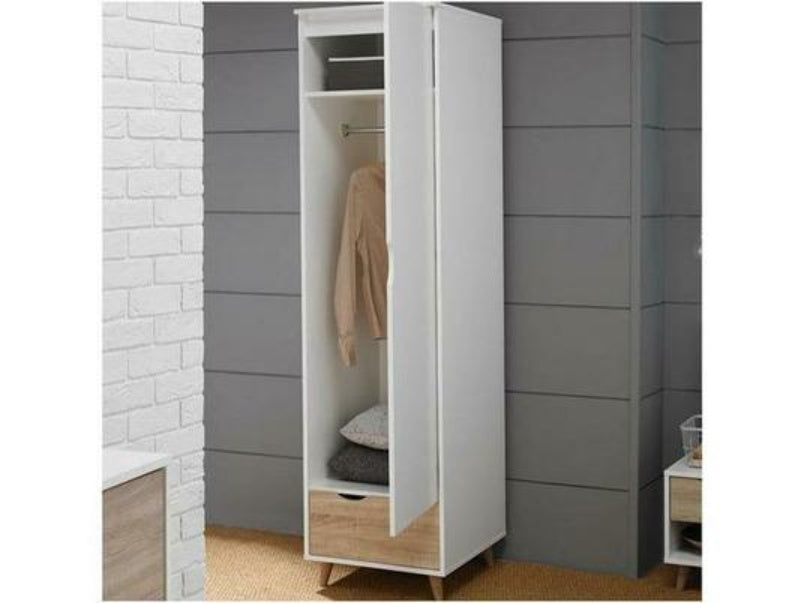 Stockholm 1 Door Wardrobe White-Oak