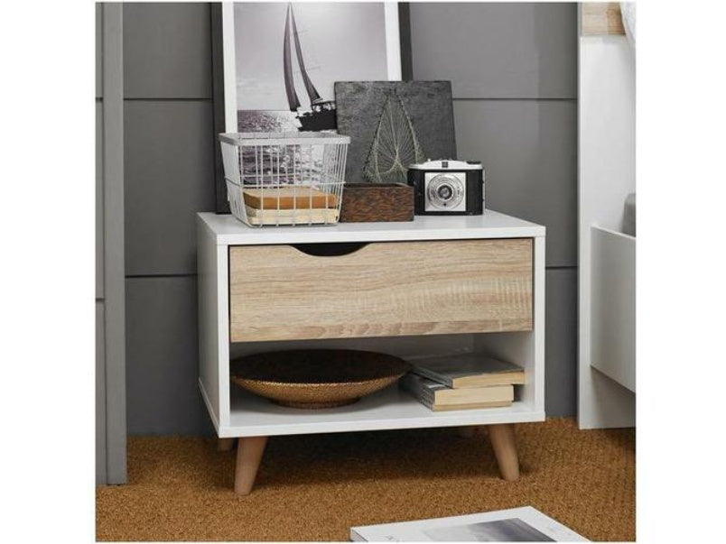 Stockholm 1 Drawer Bedside White-Oak