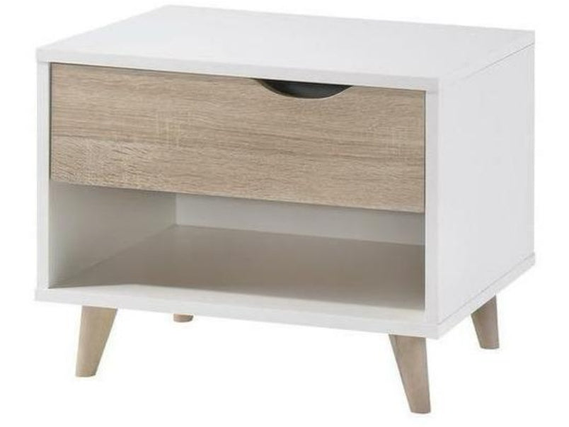 Stockholm 1 Drawer Bedside White-Oak